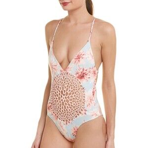 NWT FRANKIES BIKINIS poppy XS cheeky one-piece Peach crochet swimsuit $225